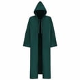 thumbnail image 1 of UTSJKR Mens Hooded Wizard Robe Cloak, Drawstring Neck Mid‑Long Outer Coat, Open Front Loose Robe for Medieval Cosplay Halloween Party Dress‑Up Outfit Green XXL, 1 of 5