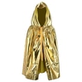 thumbnail image 1 of UTSJKR Metallic Hooded Cloak Robe Tie Front Long Cape for Halloween Cosplay Party Costume Outfit for Adult and Teen Gold 60, 1 of 5