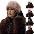 thumbnail image 1 of UTSJKR Modern Cossack Hat - Ladies Faux Fur Hats - Soft Winter Hat for Women Faux Fur Headbands for Women Pink, 1 of 5