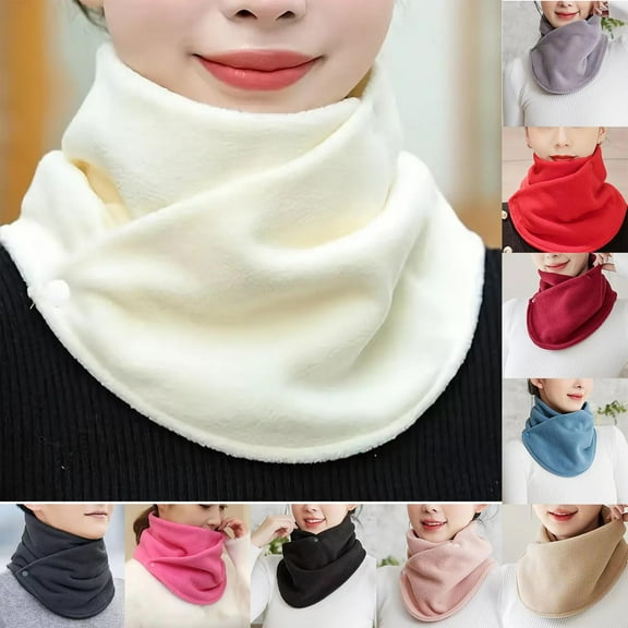 UTSJKR Neck Warmer Scarf for Woman Thickened Warm Neck Gaiter with Two Buttons Riding Windproof Warm Scarf Wine