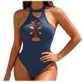 thumbnail image 1 of UTSJKR One Piece Swimsuit Women Scoop Neck Cutout Tummy Control Swimwear with Built in Bra Sexy Slimming Swimwear Summer Sky Blue M, 1 of 5