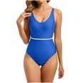 thumbnail image 1 of UTSJKR One Piece Swimsuit Women Summer Sexy V Neck Adjustable Straps Slimming Bathing Suits Beach Tummy Control Swimwear Blue XXL, 1 of 5