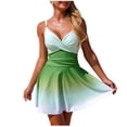 thumbnail image 1 of UTSJKR One Piece Swimsuit Women Tummy Control Ruched Deep V Neck Open Back Resort Lounge Stylish Summer 2026 Bathing Suit Green L, 1 of 3