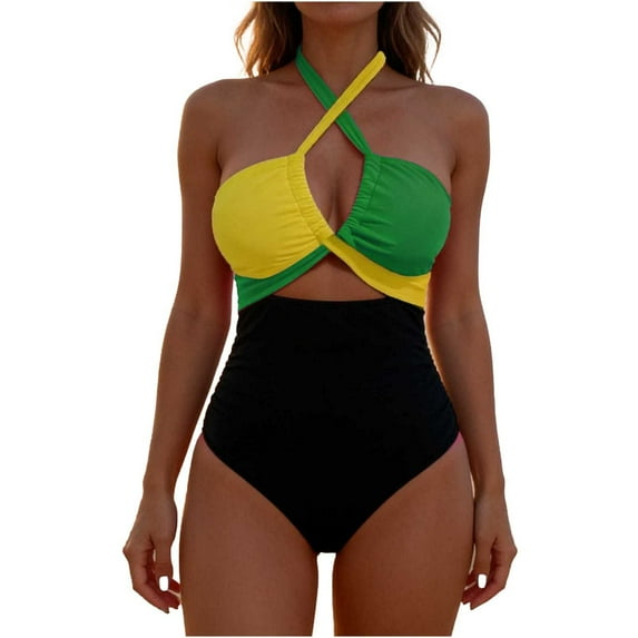 UTSJKR One Piece Swimsuit for Women Halter Front Cross Swimwear High Waisted Bathing Suits Tummy Control Swimsuits Mint Green XL