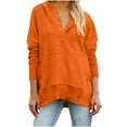thumbnail image 1 of UTSJKR Oversized Hoodies for Women Thick Half Button V Neck Long Sleeve Sweatshirts Ribbed Pullover with Pockets Orange L, 1 of 6