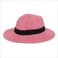 thumbnail image 1 of UTSJKR Panama Hat Sun Hats for Women Men Wide Brim Fedora Straw Beach Hat UV UPF 80+ Straw Panama Roll up Hat Hot Pink, 1 of 3