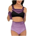 thumbnail image 1 of UTSJKR Plus Size Tankini Swimsuits for Women Tummy Control Bikini Set High Waisted Ruched Bathing Suit Crop Top and Skirt Purple S, 1 of 6