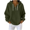 thumbnail image 1 of UTSJKR Quarter Zip Hoodie Women Mokaloha Unisex Shirts Long Sleeve Waffle Solid Color Sweatshirt 1/4 Zip Pullover with Pockets Army Green XXXL, 1 of 8