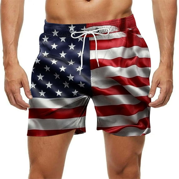 UTSJKR Quick-Dry Swim Trunks Independence Day Graphic - Comfortable Mens Boardshorts, 9" Inseam, Variety of Tropical & Classic Styles Multicolor XXXXL