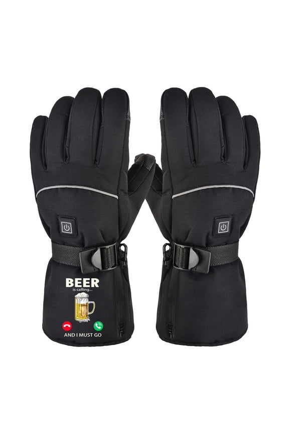 Rechargeable Electric Heated Gloves for Men - Ski Gloves with 3 Levels Touchscreen Waterproof Winter Thermal Hand Warmers Black