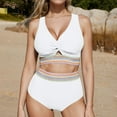 thumbnail image 1 of UTSJKR Bikini Sets for Women High Waisted Two Piece Swimsuit Padded Knot Twist Cut Out Color Block Bathing Suit Bikinis White L, 1 of 8