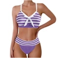 thumbnail image 1 of UTSJKR High Waisted 2 Piece Swimsuit Women Twisted Front Lace Up Back Bikini Set Side Drawstring Ruched Boyshort Swimwear Purple M, 1 of 5
