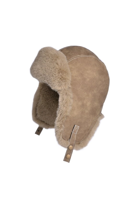 Trapper Hat with Faux Fur Linning Comfy Windproof, Women Winter Warm Hats Men's Russian Ushanka Hunting Hat Brown