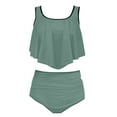 thumbnail image 1 of UTSJKR Two Piece Bikini Swimsuit for Women Ruffled Flounce Top with High Waisted Ruched Bathing Suit Tummy Control Bottom Green M, 1 of 3