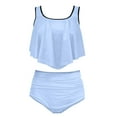 thumbnail image 1 of UTSJKR Two Piece Bikini Swimsuit for Women Ruffled Flounce Top with High Waisted Ruched Bathing Suit Tummy Control Bottom Light Blue M, 1 of 4