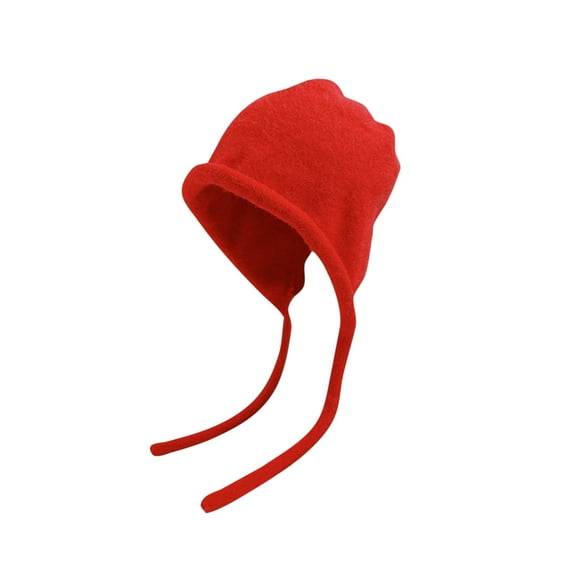 UTSJKR Women Fashion Winter Knitted Beanie Hat with Earflaps Faux Fur Pom Fleece Lined Thick Warm Ribbed Wide Brim Cap Red M