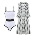 thumbnail image 1 of UTSJKR Women One Piece Swimsuit Tummy Control Monokini Set Swimsuit Modest Full Coverage Swimsuit with Beach Cover up Wrap White L, 1 of 5