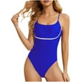 thumbnail image 1 of UTSJKR Women One Piece Tummy Control Bathing Suit High Cut Swimsuit Bottom Color Block Square Neck Push Up Swimwear Blue M, 1 of 4