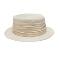 thumbnail image 1 of UTSJKR Women's French Boater Woven Straw Hat Summer Skimmer Sombrero Fedoras with Ribbon Band Classic Straw Flat Top Sun Hat White, 1 of 2