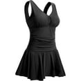 thumbnail image 1 of UTSJKR Women's Plus-Size Solid Shaping Body One Piece Swim Dresses Swimsuit Long Torso Tummy Control Swimdress Black XL, 1 of 4