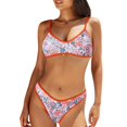 thumbnail image 1 of UTSJKR Women's Sexy Bikini Sets, Scoop Neck Floral Padded Two Piece Swimsuits, High Cut Low Rise Cheeky Bathing Suit Beach Vacation Orange S, 1 of 9