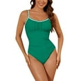 thumbnail image 1 of UTSJKR Women's Sexy One Piece Swimsuit Tummy Control Bathing Suits Trendy Trim Monokini Summer Beach Straps Swimwear Green XXL, 1 of 8