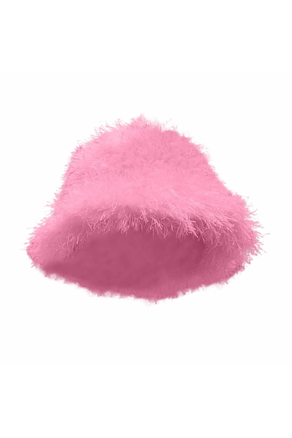 Women's Warm Fisherman Hat, Rabbit Hair Fashion Bucket Hat, Fall and Winter Warm Fisherman Hat Show Face Small Average Size Peachcolor Pink L