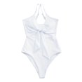 thumbnail image 1 of UTSJKR Womens One Piece Swimsuit Tummy Control High Cut Backless V Neck Adjustable Spaghetti Strap Bathing Suits Swimwear White M, 1 of 4