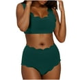 thumbnail image 1 of UTSJKR Scalloped Trim Two Piece Swimsuits for Women High Waisted Bikini Sets Tummy Control Cheeky Bathing Suits Swimwear Green S, 1 of 7