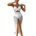 thumbnail image 1 of UTSJKR Sexy Crossover Halter Bikini Sets for Women 3 Piece Swimsuits with Cover Up Mesh Skirt High Waisted Beach Bathing Suit White L, 1 of 6
