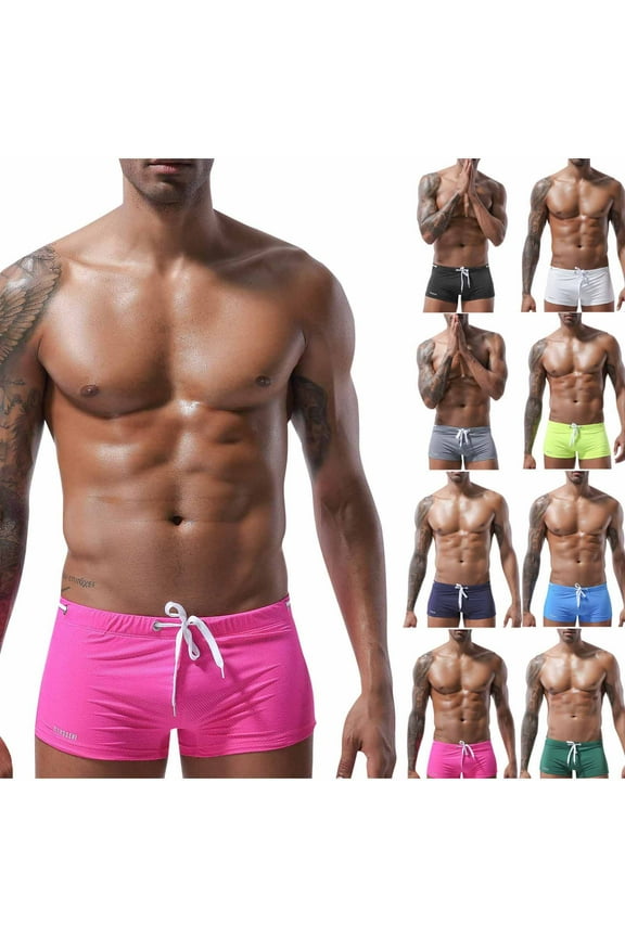 Sexy Swimwear Men's Swimsuits Swim Board Surf Boxer Briefs Trunks Shorts Low Waist Drawstring Tropical Swimming Trunks Army Green M