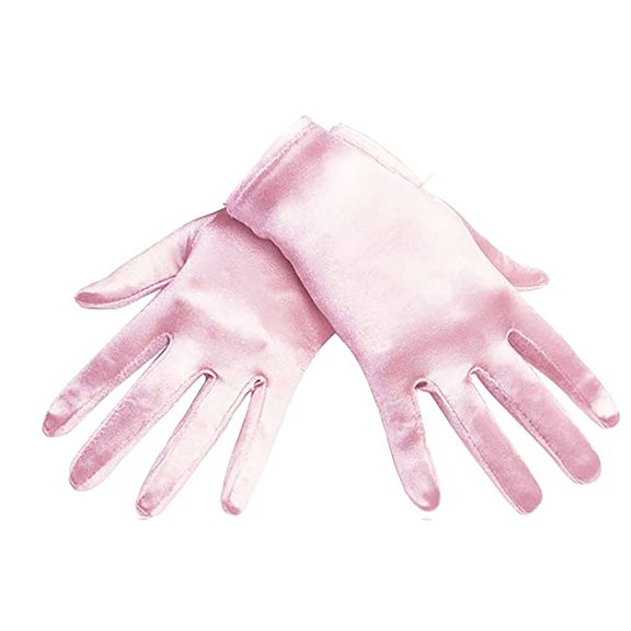 UTSJKR Short Satin Gloves for Women - Silk Opera Wedding Bridal Gloves Tea Party Banquet Costume 1920s Flapper Accessories Pink