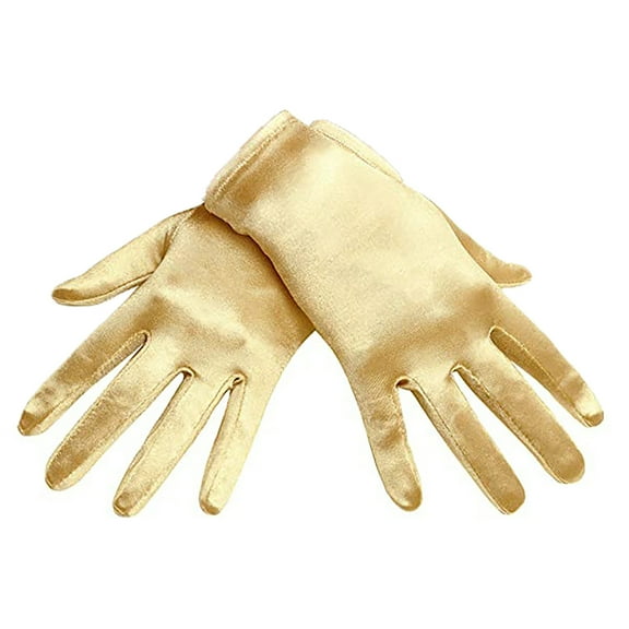 UTSJKR Short Satin Gloves for Women - Silk Opera Wedding Bridal Gloves Tea Party Banquet Costume 1920s Flapper Accessories Yellow