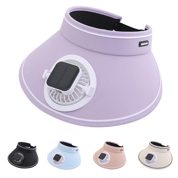 UTSJKR Solar Fan Hat Men and Women Sun Visor Wide Brim Cooling Hat for Outdoor Summer Camping Beach Fishing USB Solar Powered Pink