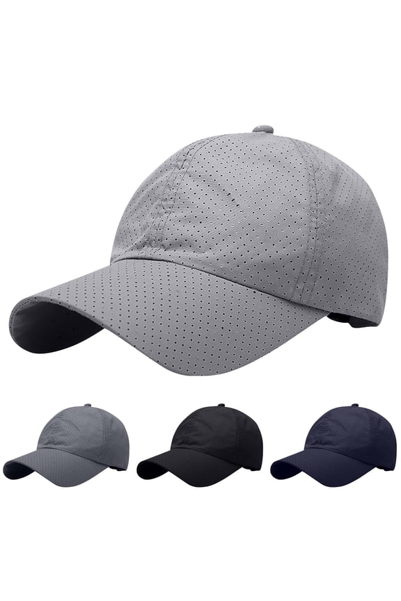 Sports Cap Outdoor Activities Adjustable Quick Dry Sun Hat Cap Men and Women Baseball Hiking Fishing Golf Baseball Cap Mesh Snapback Hats Gray