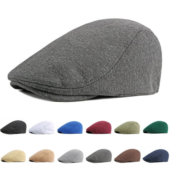 UTSJKR Spring Beret Hat Men Women Solid Color Knitted Visor Golf Cap Casual Herringbone Newsboy Cap Peaked Hat Navy