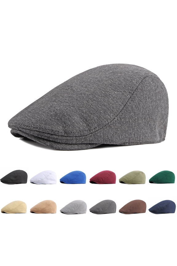 Spring Beret Hat Men Women Solid Color Knitted Visor Golf Cap Casual Herringbone Newsboy Cap Peaked Hat Navy
