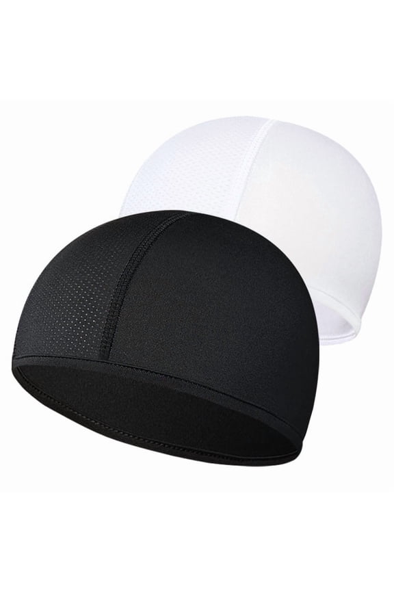 Summer Skull Cap Helmet Liner Breathable Cooling Beanie Running Quick-Drying Cycling Sports Breathable Hat for Men White