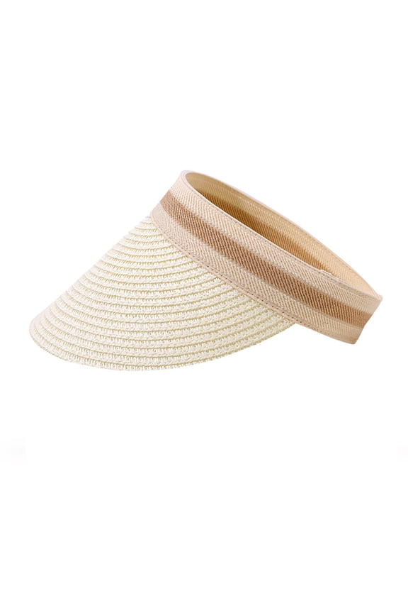 Sun Visor Hats for Women Straw Sun Hat Bun Summer Hat Wide Brim Straw Hat Straw Beach Hat Ponytail Hat Sun White