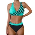 thumbnail image 1 of UTSJKR Swim Suits for Women 2025 Cheeky String Bikini Set Sexy Tie Side Mid Waist Bathing Suit V-Neck Striped Swimsuit Mint Green XXL, 1 of 6