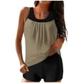 thumbnail image 1 of UTSJKR Swimsuit for Women Loose Pleated Tankini Top with Boy Shorts Athletic Two Piece Bathing Beach Swimwear Khaki XXL, 1 of 5