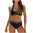thumbnail image 1 of UTSJKR Swimsuits for Women 2025 2 Piece Fashion Beachwear High Waisted Leopard Printed Bathing Suits Summer V Neck Bikini Set Black 10, 1 of 5