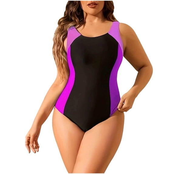 UTSJKR Swimwear One Piece Leakproof Menstrual Swimsuit Women's Racerback Training Bathing Suit for Teens Girls Purple L
