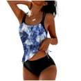 thumbnail image 1 of UTSJKR Tankini Swimsuits for Women Tummy Control Tie Dye Print Bathing Suit 2 Piece Hide Belly Blouson Swimwear with Bottoms Black XXL, 1 of 5