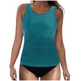 thumbnail image 1 of UTSJKR Tankini Swimsuits for Women Tummy Control Two Piece Bathing Suit Modest Ruched Athletic Swimwear with Bikini Bottom Triangle Shorts Blue XL, 1 of 4
