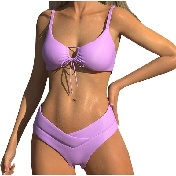 UTSJKR Tummy Control Swimsuits for Women Womens 2 Piece Swimsuits High Waisted Swimsuits for Women Womens Two Piece Swimsuit Purple S