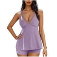 thumbnail image 1 of UTSJKR Two Piece Flowy Tankini Swimsuits for Women Push Up Tummy Control Bathing Suits Mesh Sheer V-Neck Swim Suits 2025 Purple S, 1 of 7