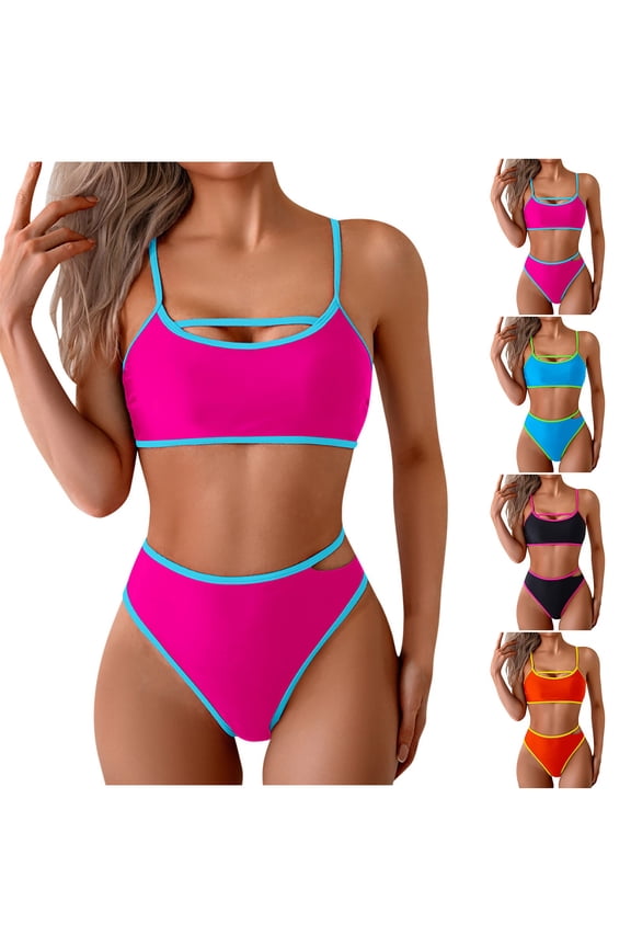 Two Piece Swimsuit for Women High Waist Bathing Suit Bottom Full Coverage Swimsuit 2 Piece High Cut Swim Suits Black M