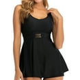 thumbnail image 1 of UTSJKR Two Piece Tankini Swimsuits Women Tummy Control Bathing Suits Solid V Neck Flowy Swimdress with Boyshorts Swimwear Black XXL, 1 of 4