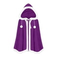 thumbnail image 1 of UTSJKR Unisex (100cm) Mid‑Length Hooded Christmas Cape Cloak with Faux Fur Trim and Pom Pom Decor for Xmas Holiday Cosplay Festival Themed Party Fancy Dress Outfit Purple L, 1 of 3